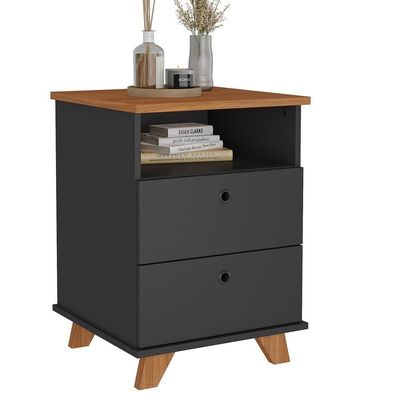 Gaveteiro Para Escritório Home Office 2 Gavetas Diem A02 Freijó Preto - Lyam Decor