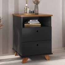Gaveteiro Para Escritório Home Office 2 Gavetas Diem A02 Freijó Preto - Lyam Decor