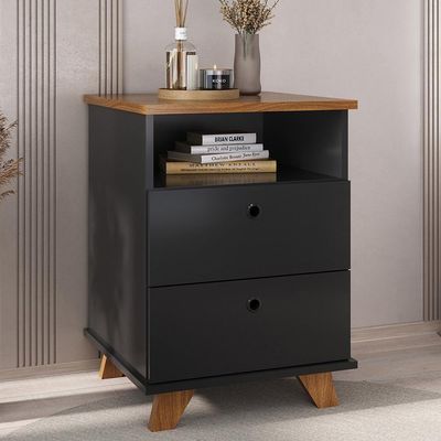 Gaveteiro Para Escritório Home Office 2 Gavetas Diem A02 Freijó Preto - Lyam Decor
