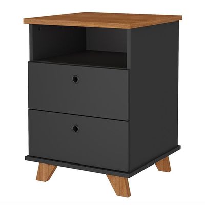 Gaveteiro Para Escritório Home Office 2 Gavetas Diem A02 Freijó Preto - Lyam Decor