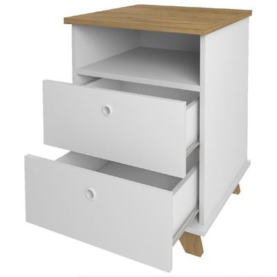 Gaveteiro Para Escritório Home Office 2 Gavetas Diem A02 Olmo Branco - Lyam Decor