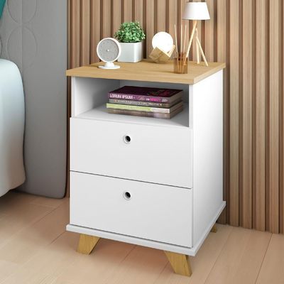 Gaveteiro Para Escritório Home Office 2 Gavetas Diem A02 Olmo Branco - Lyam Decor