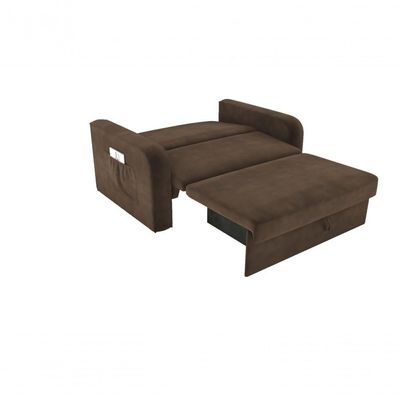 Sofá Cama 2 Lugares Compacto Com Baú 145 Larg Daiane Matrix Veludo Marrom