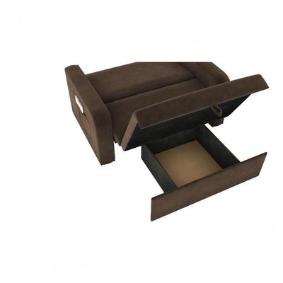 Sofá Cama 2 Lugares Compacto Com Baú 145 Larg Daiane Matrix Veludo Marrom