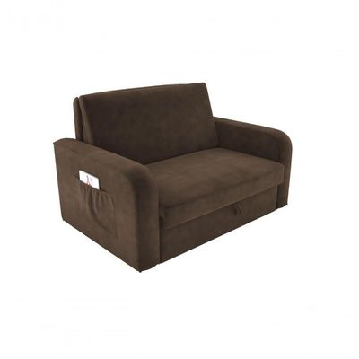 Sofá Cama 2 Lugares Compacto Com Baú 145 Larg Daiane Matrix Veludo Marrom