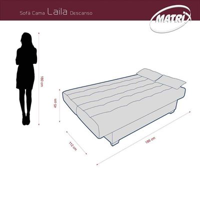 Sofá Cama 3 Lugares Casal Reclinável 190 Larg Laila Matrix Sintetico Preto
