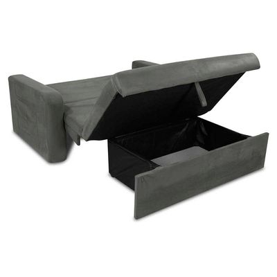 Sofá Cama 2 Lugares Compacto Com Baú 145 Larg Daiane Matrix Suede Cinza