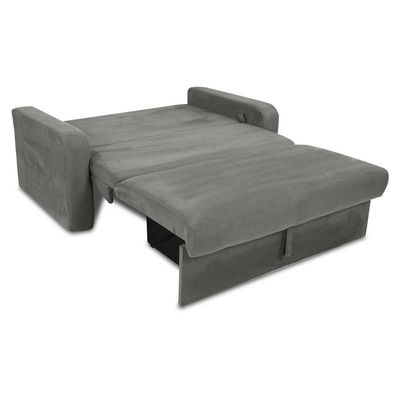 Sofá Cama 2 Lugares Compacto Com Baú 145 Larg Daiane Matrix Suede Cinza