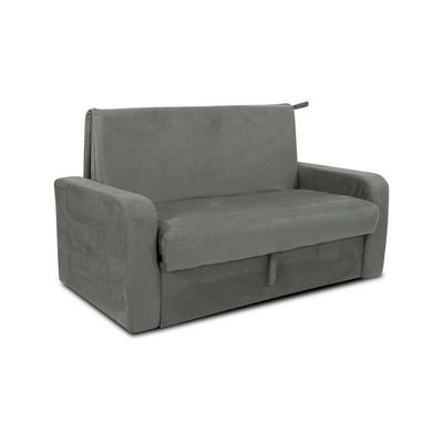 Sofá Cama 2 Lugares Compacto Com Baú 145 Larg Daiane Matrix Suede Cinza