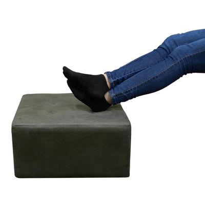 Puff Decorativo Quadrado Para Descanço Nero Matrix Suede Cinza