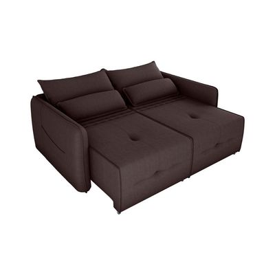 Sofá Cama 2 Lugares Com Com Assentos Divididos Premium Com Almofadas Celine Matrix Suede Marrom