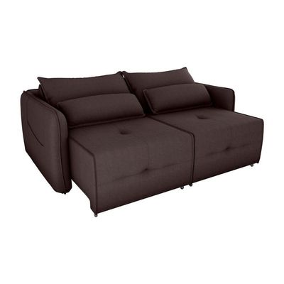 Sofá Cama 2 Lugares Com Com Assentos Divididos Premium Com Almofadas Celine Matrix Suede Marrom