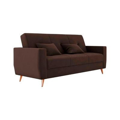 Sofá Cama Casal Premium 3 Lugares Com Baú 2,08 Larg Pamela Matrix Veludo Marrom