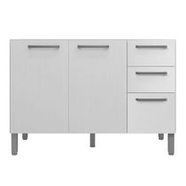 Balcao 3 Portas C/ 2 Gaveteiro 1,20 Mad Versalhes C/ Tampo Branco Supremo