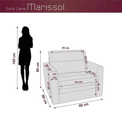 Sofa Cama Poltrona 1 Lugar Solteiro 0,90 Larg Marissol Matrix Suede Marrom