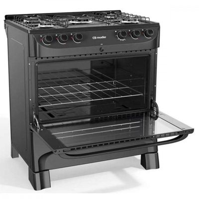 Fogão Mueller 5 Bocas Com Mesa Esmaltada FI5BC Preto Bivolt