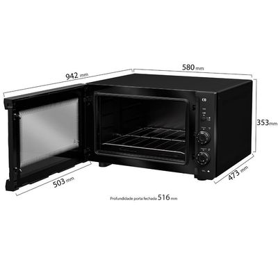 Forno Elétrico De Bancada Mueller 50L E Vidro Duplo 220V