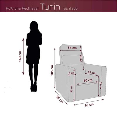 Poltrona Do Papai Confortável Reclinável Turin Matrix Sintetico Bege