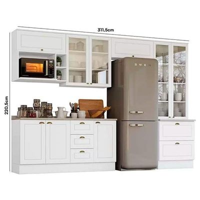 Cozinha Completa 9 Peças Americana 4 Aéreos 1 Paneleiro 2balcões 2 Complementos C5p27 Cinza