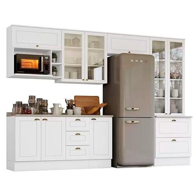 Cozinha Completa 9 Peças Americana 4 Aéreos 1 Paneleiro 2balcões 2 Complementos C5p27 Cinza