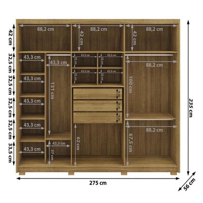 Guarda Roupa Casal 6 Portas 3 Gavetas Dubai Majestic Nature