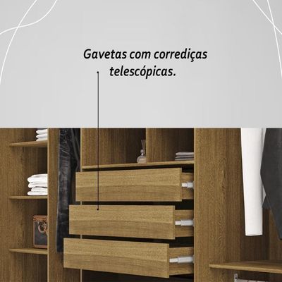 Guarda Roupa Casal 6 Portas 3 Gavetas Dubai Majestic Nature