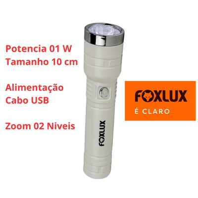 Mini Lanterna Recarregável 1 Led 2 Níveis C/ Cabo Usb Foxlux