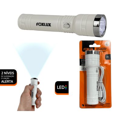 Mini Lanterna Recarregável 1 Led 2 Níveis C/ Cabo Usb Foxlux
