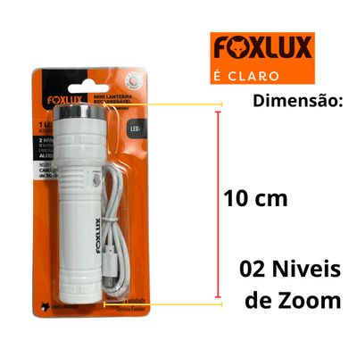 Mini Lanterna Recarregável 1 Led 2 Níveis C/ Cabo Usb Foxlux
