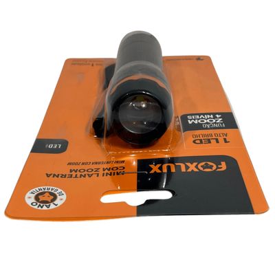 Lanterna 1 Led Foxlux Preta Mini ComZoon 4 Niveis Luz Branca