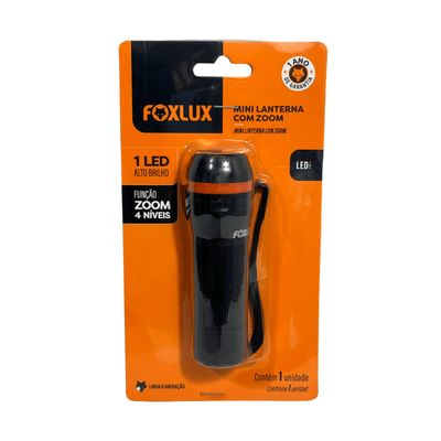 Lanterna 1 Led Foxlux Preta Mini ComZoon 4 Niveis Luz Branca