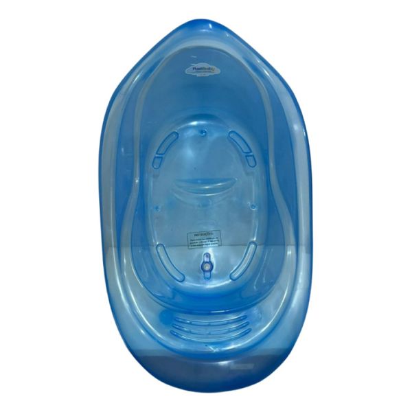 Banheira Bebê 22 Lts Valvula Água Transparente Plastibrasil Cor Azul Sem Desenho
