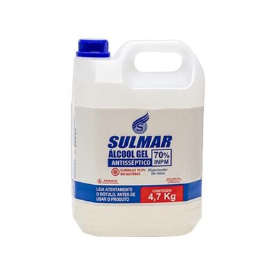 02 Und Alcool Gel 70º 5l Sulmar Antisséptico E Bactericida Fragrância Neutra
