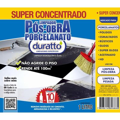 Limpador Pós Obra Porcelanato Super Concentrado Duratto 1l