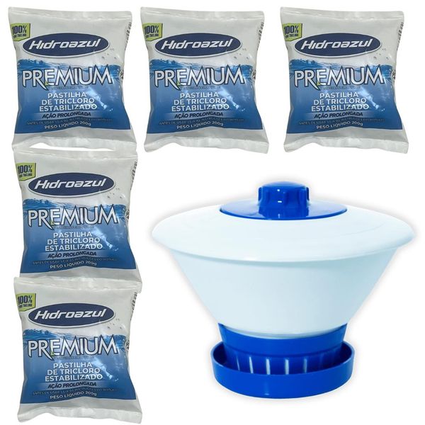 Clorador Flutuante C/ 5 Pastilhas De Cloro Hidroazul Premium