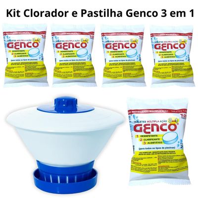 Clorador Flutuante C/ 5 Pastilhas De Cloro Genco Multiação