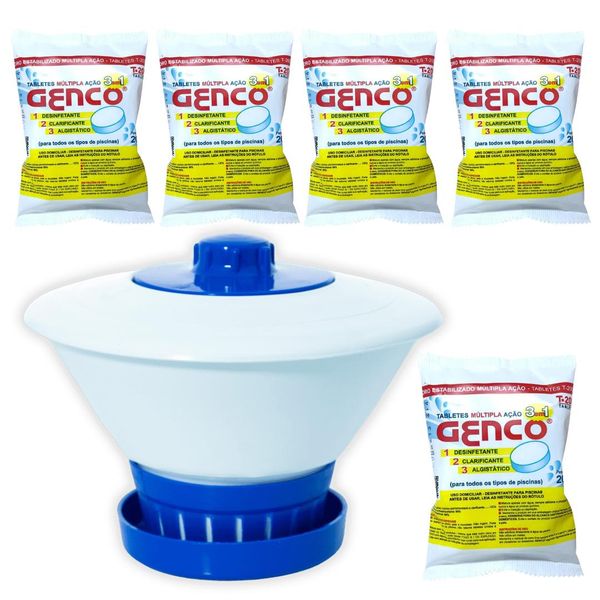 Clorador Flutuante C/ 5 Pastilhas De Cloro Genco Multiação