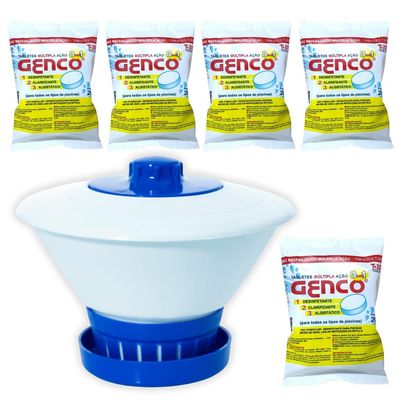 Clorador Flutuante C/ 5 Pastilhas De Cloro Genco Multiação