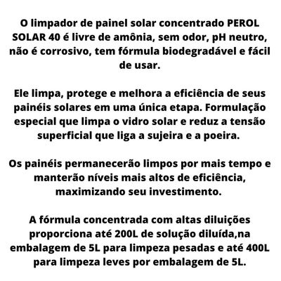 Limpador Placa Fotovoltaicas Energia Solar Solar 40 1l Perol