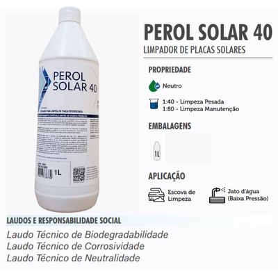 Limpador Placa Fotovoltaicas Energia Solar Solar 40 1l Perol