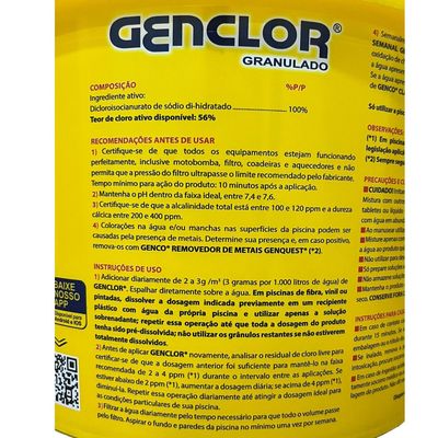 Cloro Genclor Granulado Estabilizado Dicloro 10 Kg - Genco