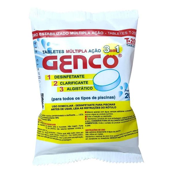 Genco Cloro Pastilha Múltipla Ação Para Piscina 200g Tablete