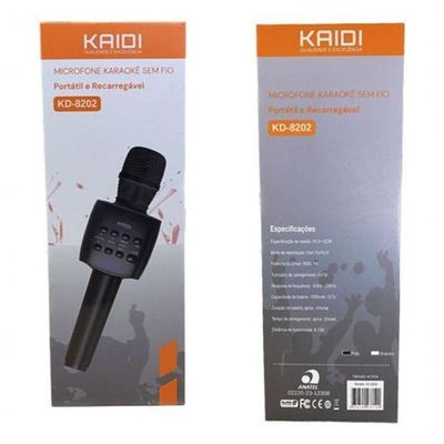 Microfone Bluetooth Karaokê Youtuber Repórter Podcast Kd8202 Preto
