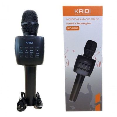 Microfone Bluetooth Karaokê Youtuber Repórter Podcast Kd8202 Preto