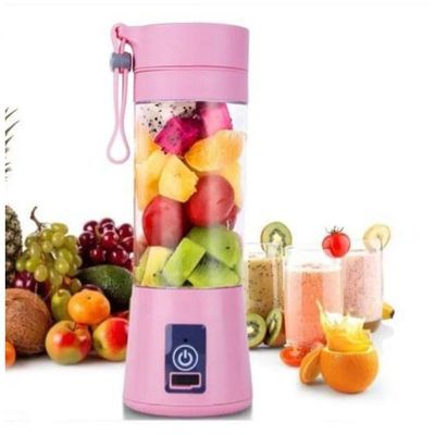 Mini Liquidificador Portátil Mixer Copo Vidro 6 Lâminas Rosa