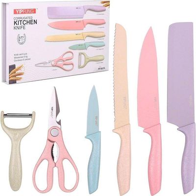 Jogo Facas Coloridas Tesoura 6 Pçs Cozinha Chef Cor Colorido