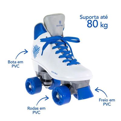 Patins Bel Quad - Retro Basic Branco-azul Tam 35