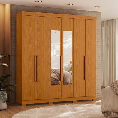 Guarda Roupa Casal 200cm Com Espelho Viny A02 Cinamomo - Mpozenato