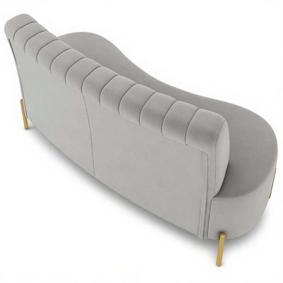 Sofá 2 Lugares 160cm Pés Aço Dourado Tamar Veludo Cinza Z08 - Mpozenato