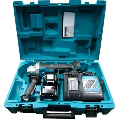 Esmerilhadeira Angular Dga504rfe Makita 5'' 125mm 18v Com 2 Baterias Carregador Disco E Maleta